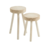 set van 2 houten witte krukjes