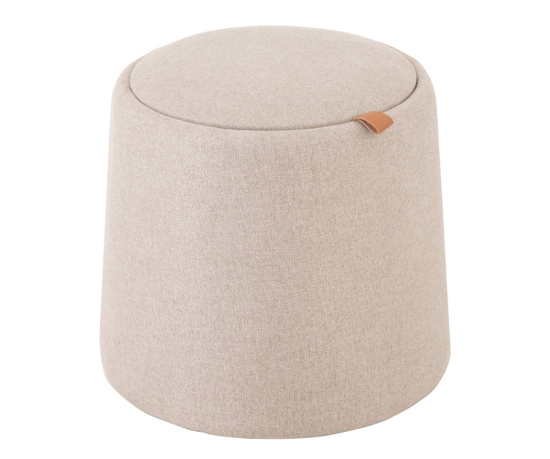 25046 PoefBijzettafel Rond Beige Poef/Bijzettafel Rond Beige