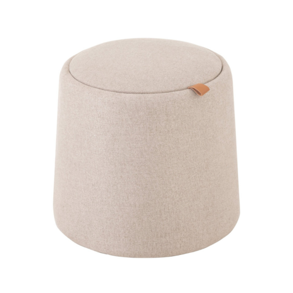 Poef/Bijzettafel Rond Beige