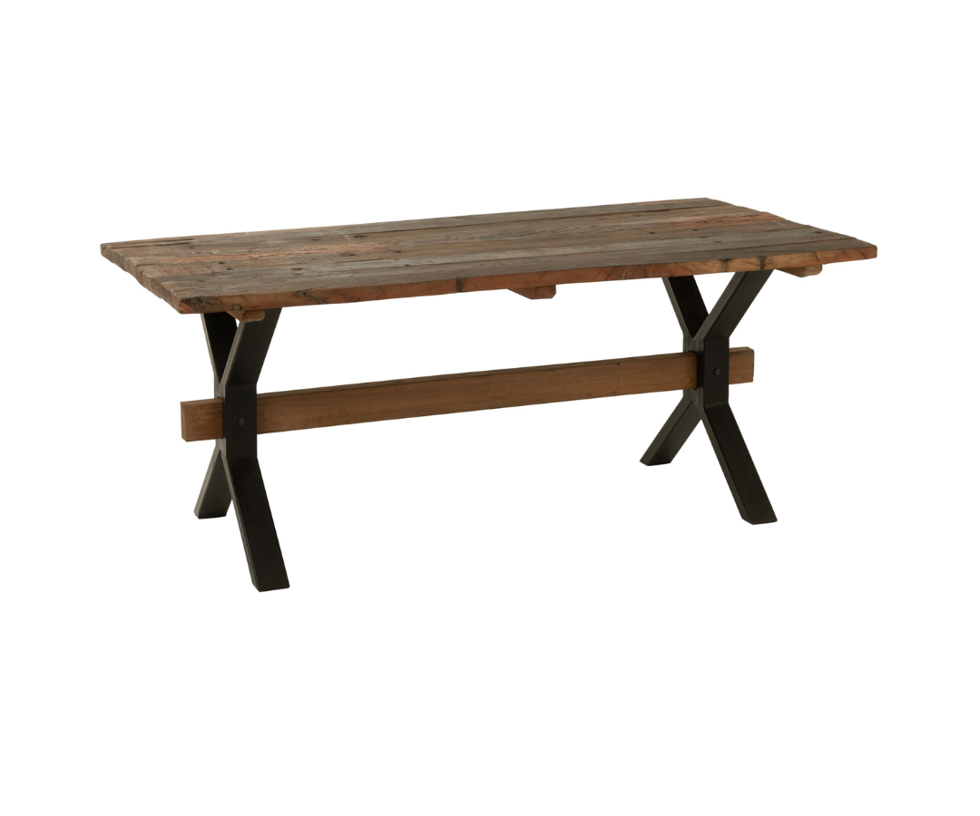 Vintage bruine houten eettafel