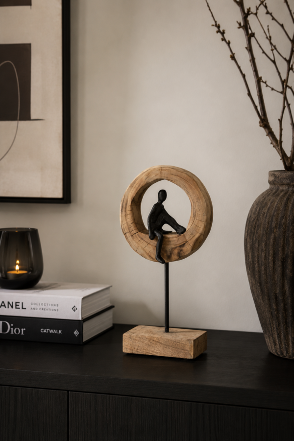Figuur Denk Ring Laag Zwart