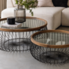Salontafel Rond metaal/glas - set van 2