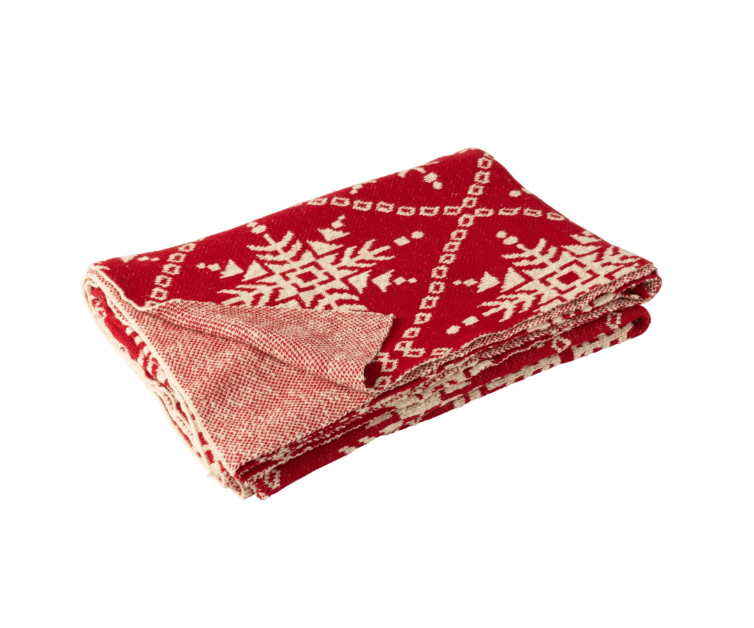 Deken Sneeuwvlokken Katoen Kerst Rood/Wit