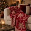 Deken Sneeuwvlokken Katoen Kerst Rood/Wit