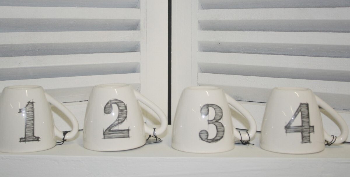 Keramieke advent mokjes 1 tm 4