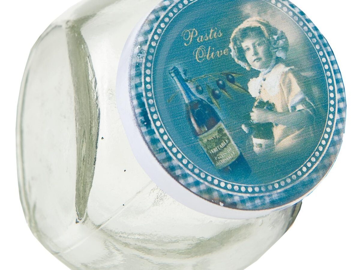 Glazen voorraadpotje blauw deksel