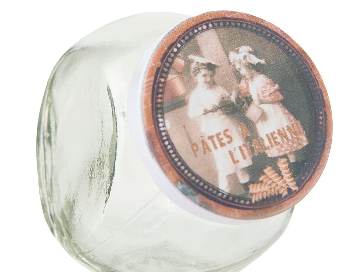 Glazen voorraadpotje met deksel pâtes a l'Italienne