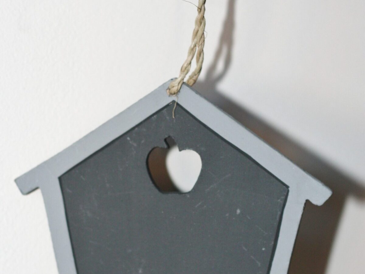 Huisje krijtbord grijs 10 cm