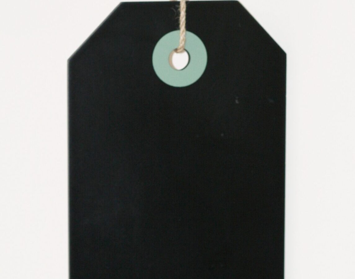 Krijtbord LABEL vorm met Notes 35 cm