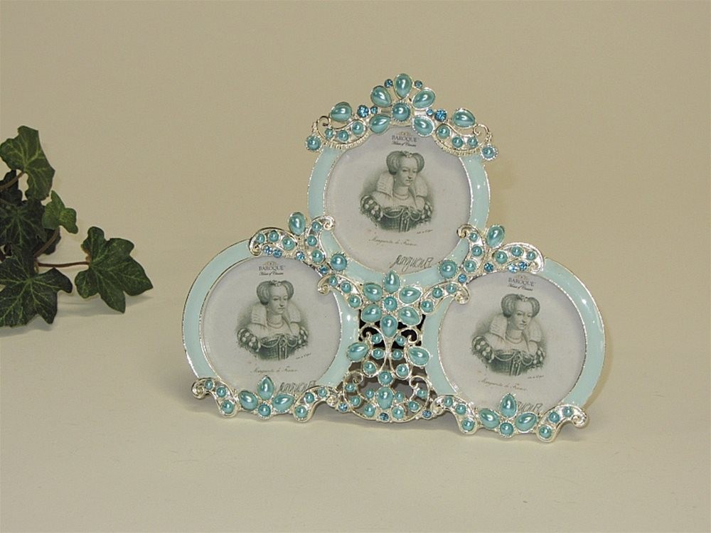 4425 Fotolijst voor drie foto's turquoise 16 x 13 cm