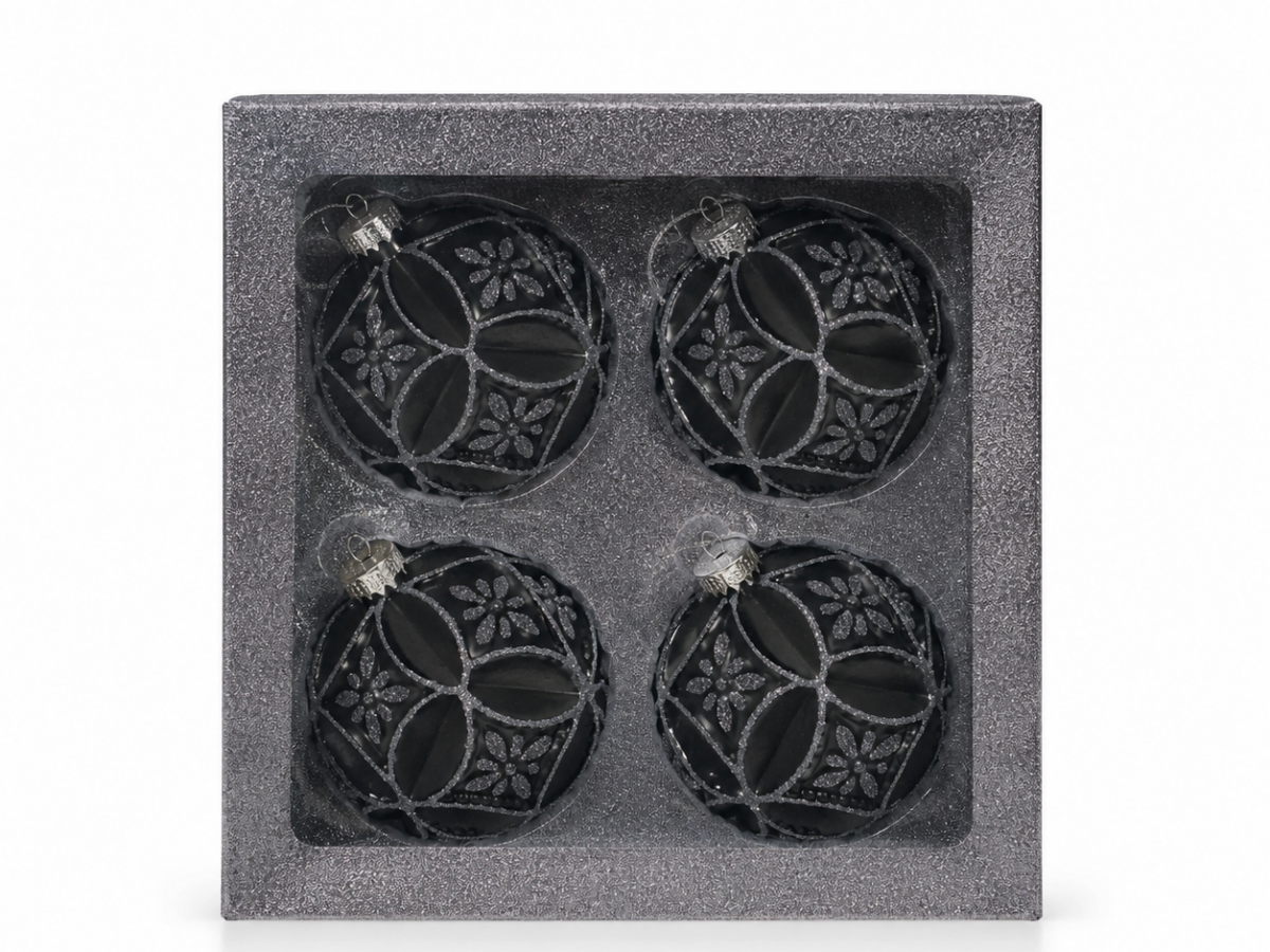 17407 set van 4 kerstballen antraciett Set van 4 kerstballen antraciet 10 cm
