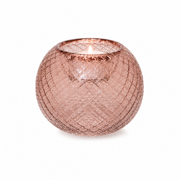 Theelichthouder glas roze 8 cm