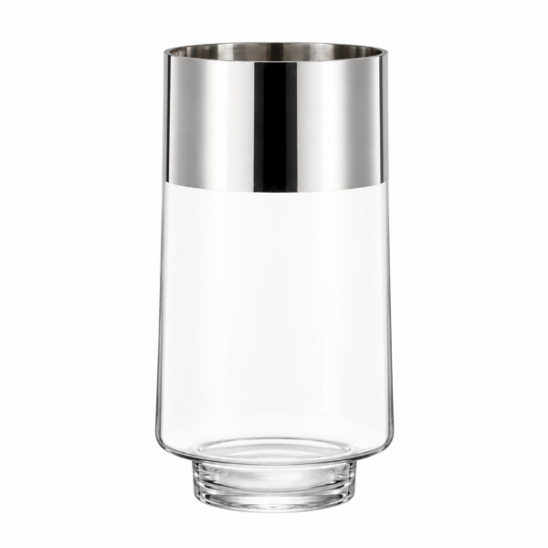 J56907 - Windlicht Conisch glas :Zilver rand 25 x 15 cm Windlicht Conisch glas /Zilver rand 25 x 15 cm