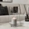 J56907 - Windlicht Conisch glas :Zilver rand 25 x 15 cm (2) Windlicht Conisch glas /Zilver rand 25 x 15 cm