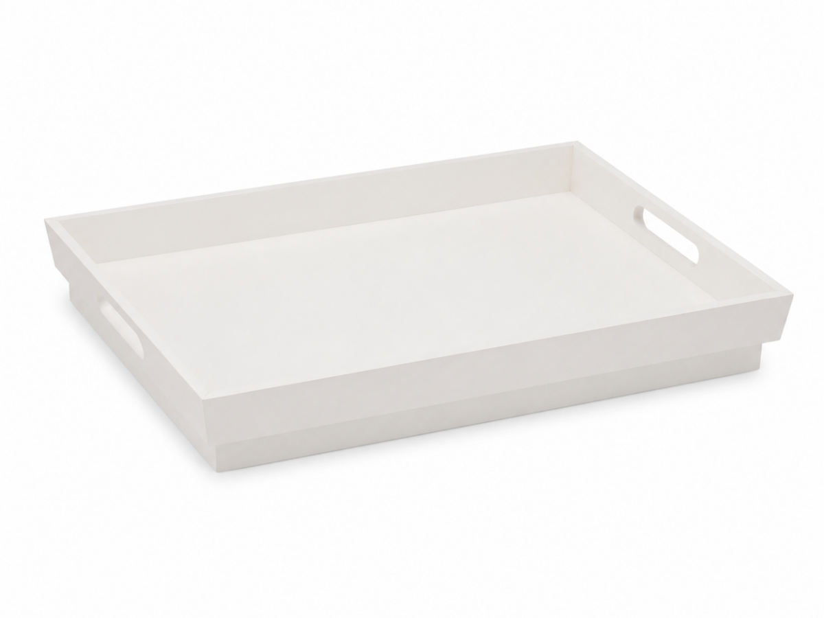 Dienblad /plateau wit  hout 42 x 47 x 7 cm