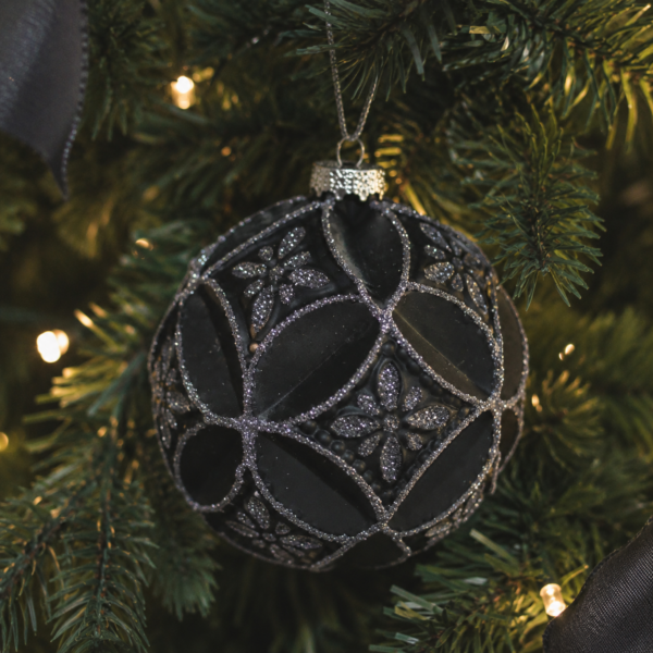 Set van 4 kerstballen antraciet 10 cm