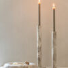 Set van 3 Beige Marmeren Kaarshouders