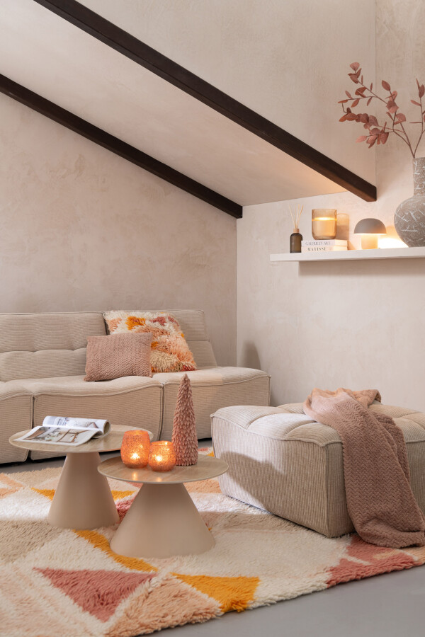 46044-B Poef Grid Beige