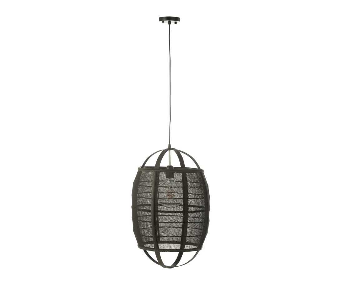 Hanglamp Ion Linnen/Bamboe Zwart Klein