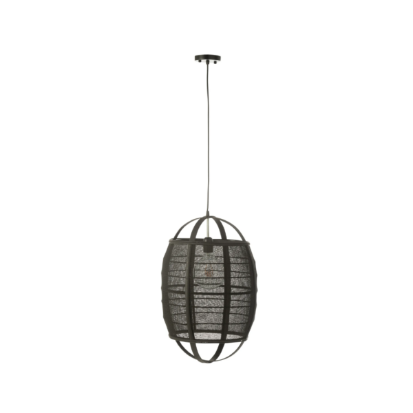 46373 Hanglamp Ion LinnenBamboe Zwart Klein Hanglamp Ion Linnen/Bamboe Zwart Klein
