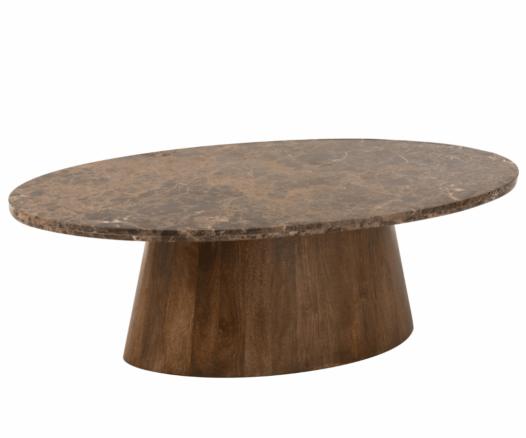 Salontafel Ovaal Marmer:Mangohout Bruin 45996 Salontafel Benjamin marmer/mangohout