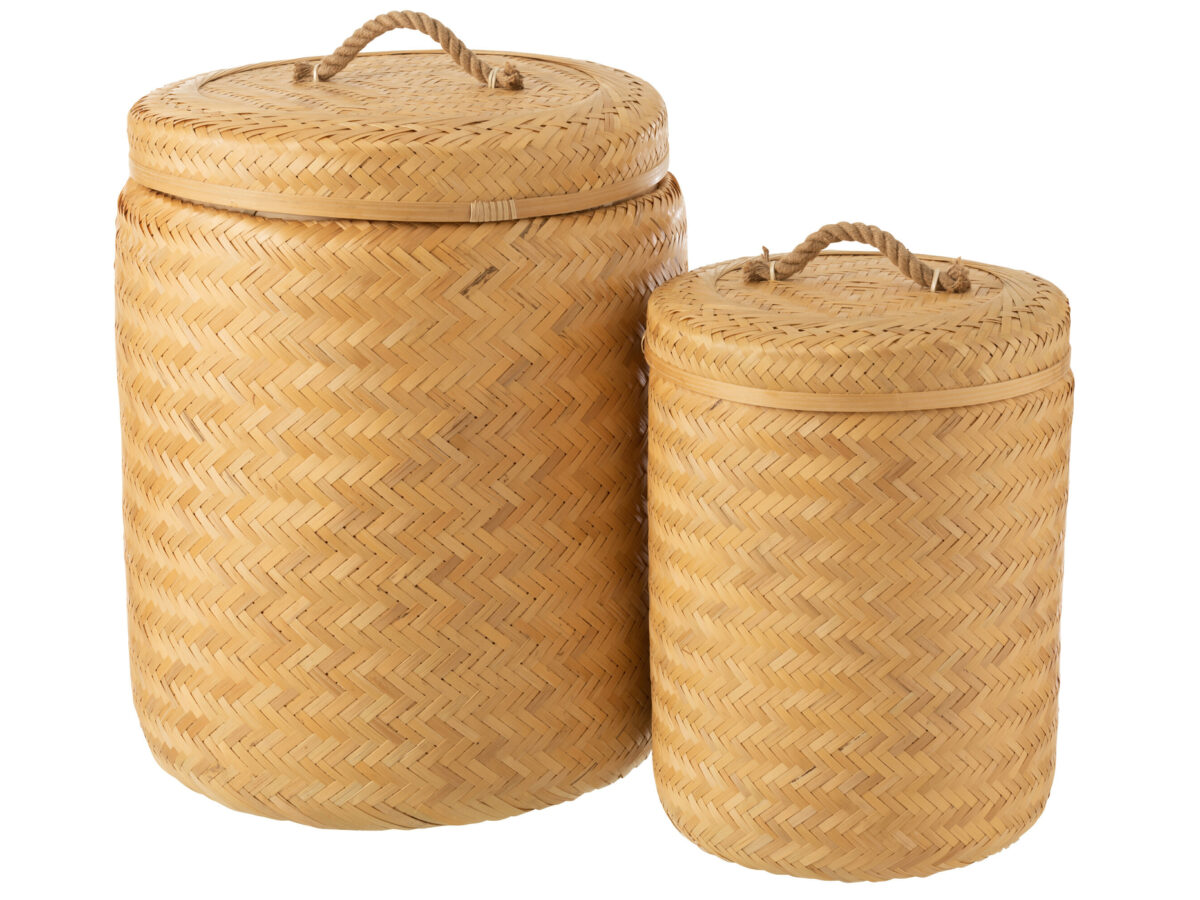 Set van 2 opbergmanden rond bamboe naturel