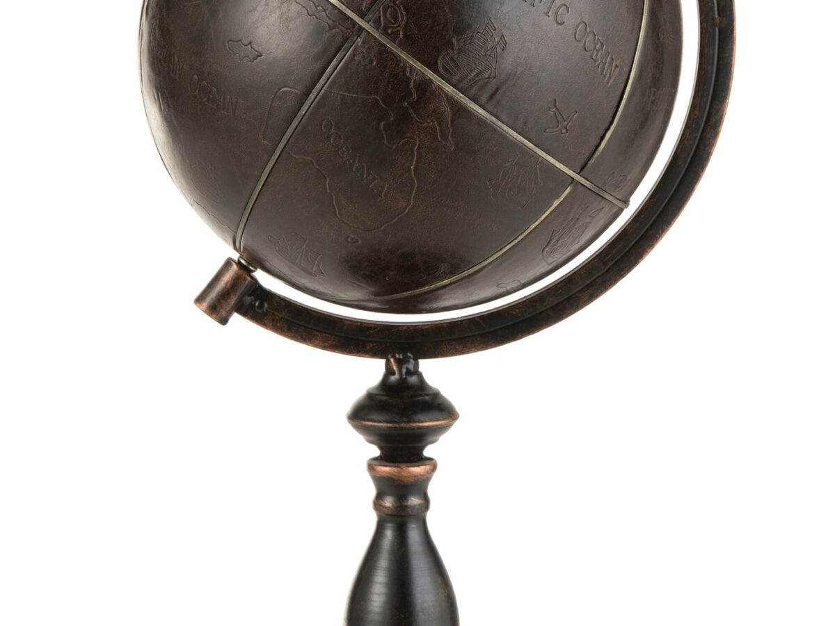 Wereldbol Gravure Metaal Donkerbruin