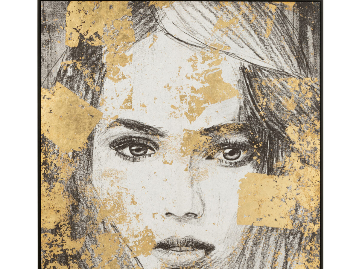 036229.jpg Wanddecoratie Vrouw Canvas/Poly Zwart/Goud