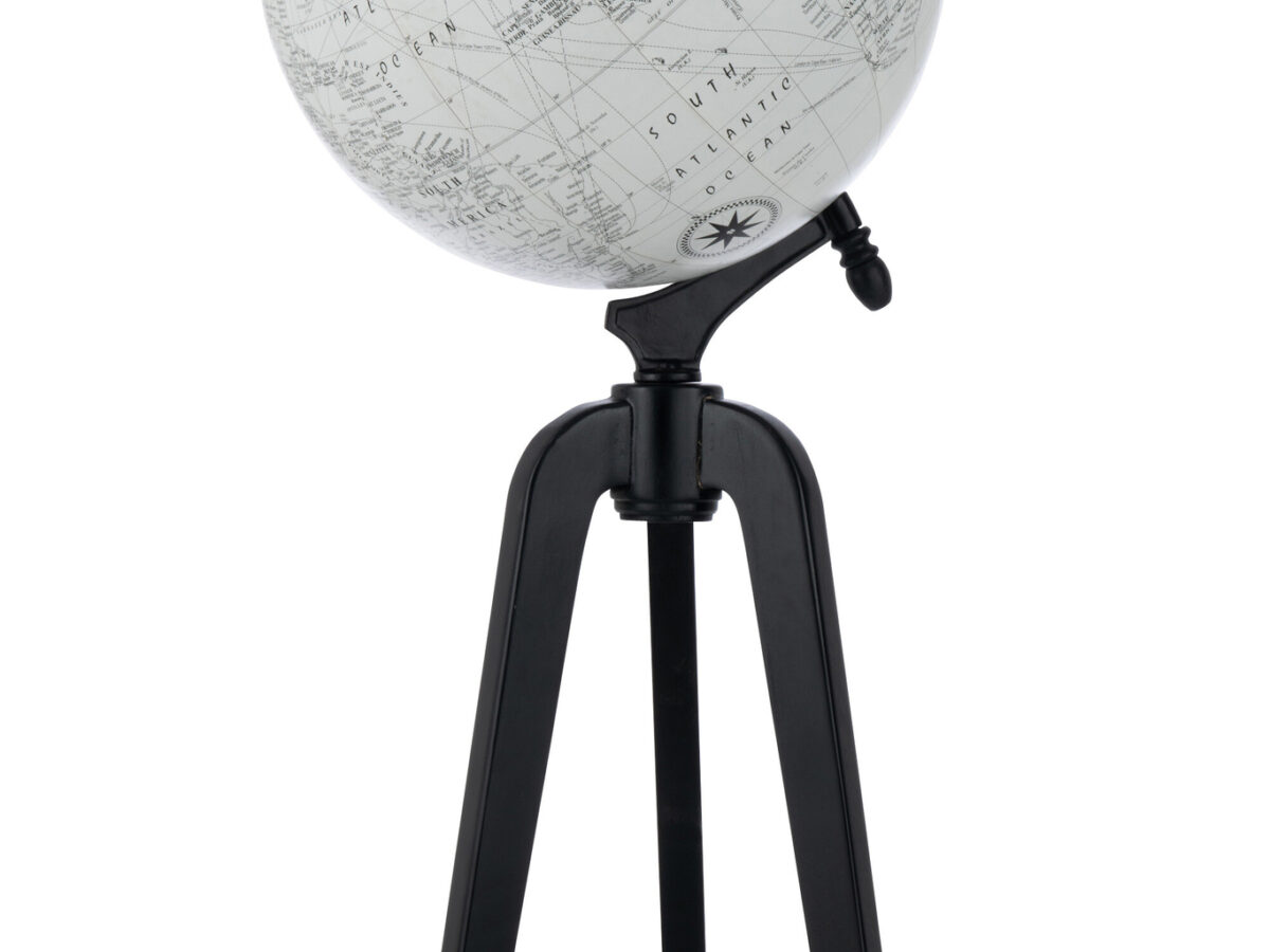 Wereldbol Op Voet Hout Grijs/Zwart XL