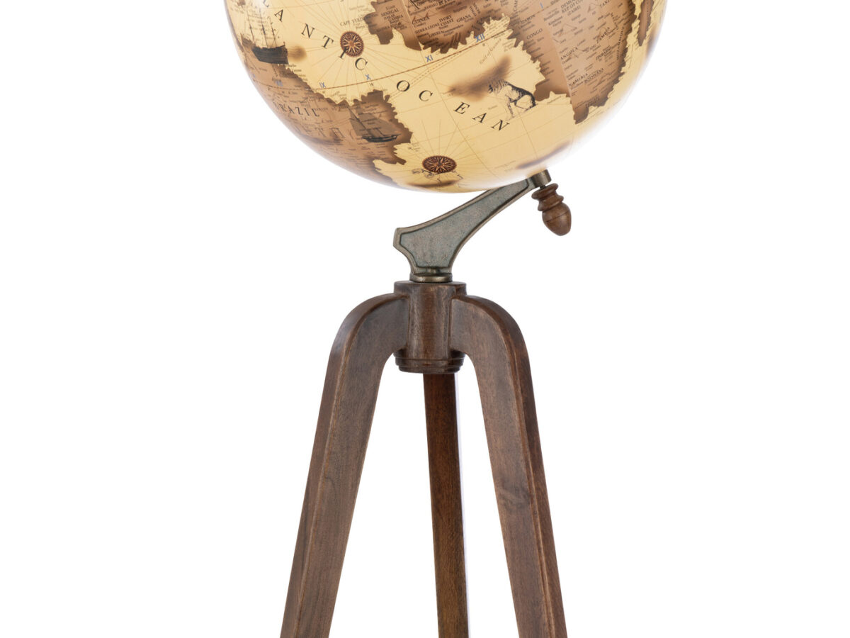 Wereldbol Op Voet Hout Oranje/Bruin XL