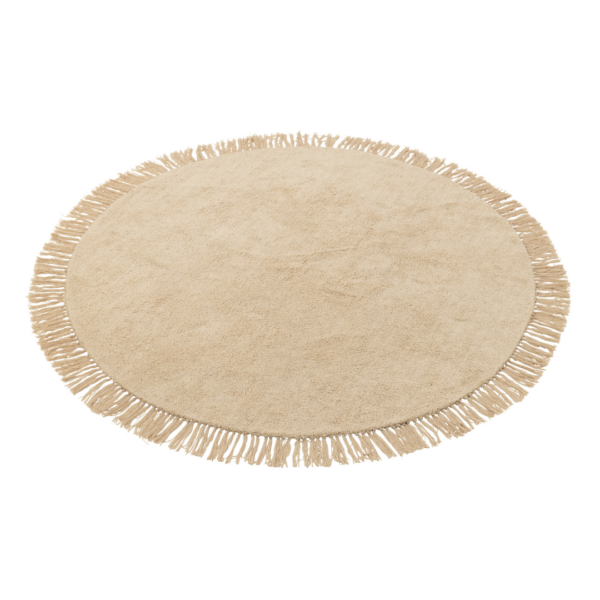 Rond vloerkleed boho beige met franjes