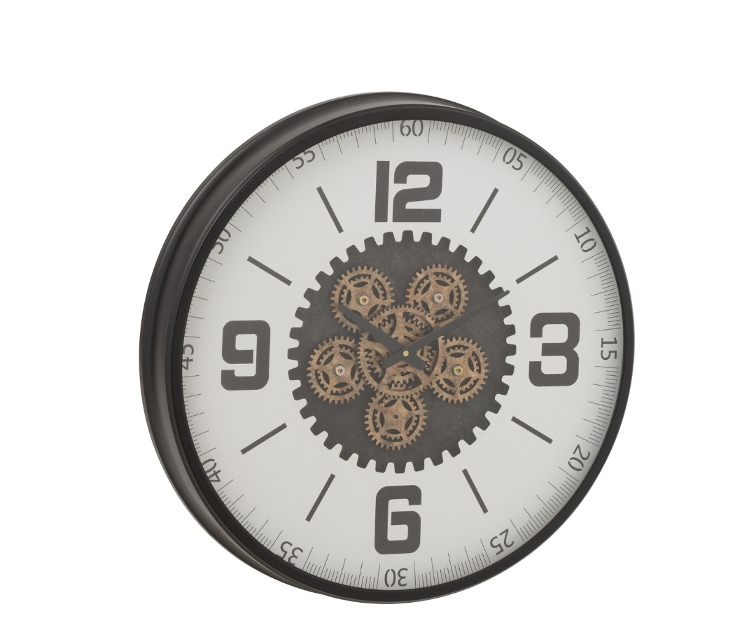 Klok Tandwiel Large zwart wit