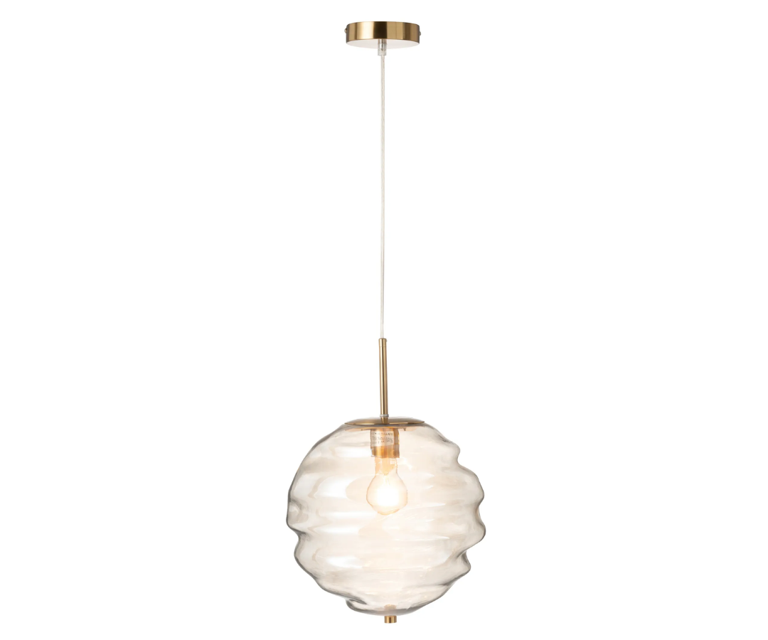Hanglamp Honingraat Glas Licht Cognac