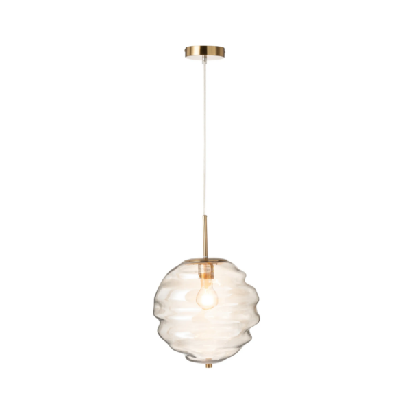 Hanglamp Honingraat Glas Licht Cognac