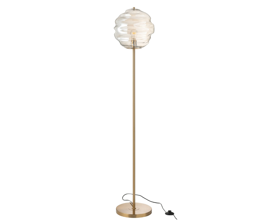 Vloerlamp Honingraat Glas Licht Cognac