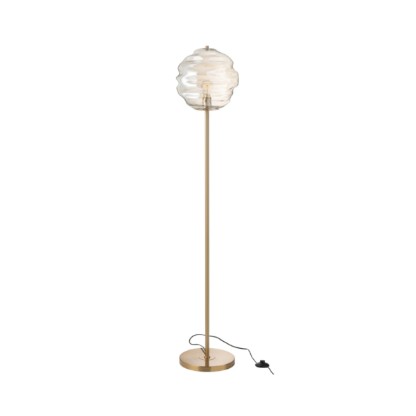 49101 Vloerlamp Honingraat Glas Licht Cognac Vloerlamp Honingraat Glas Licht Cognac