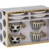 Cadeau doos met 4 kopjes en schotels van keramiek