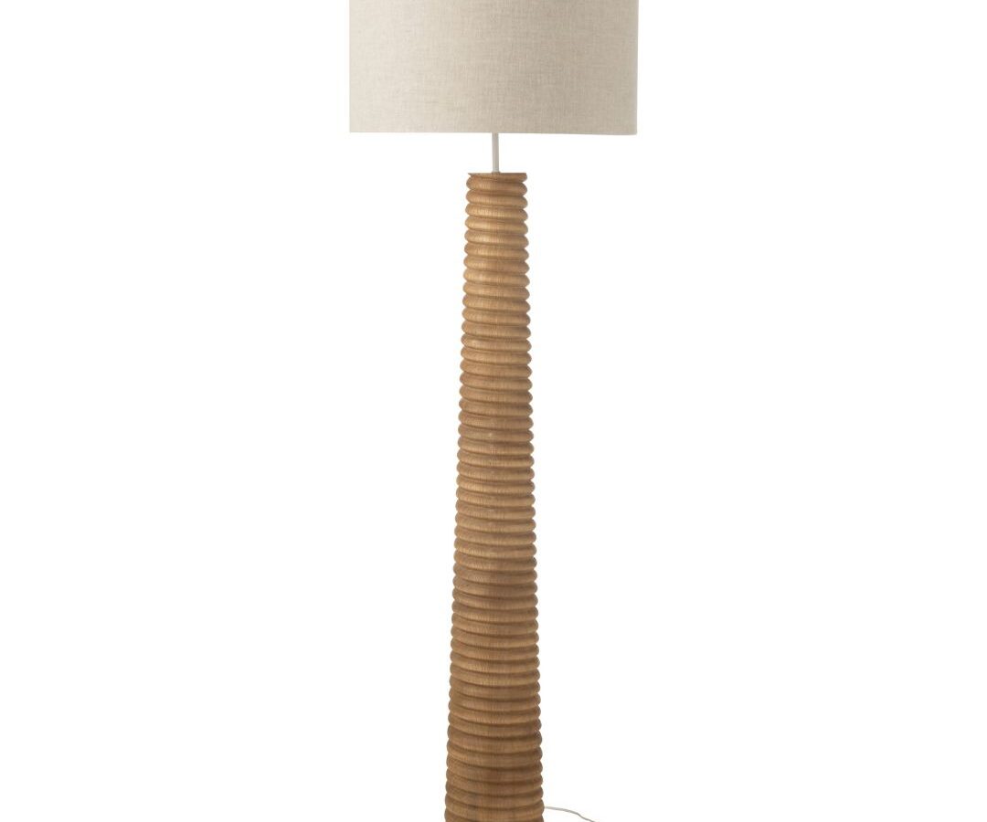 Vloerlamp Schroefdraad Ailanthushout Naturel / Grijs