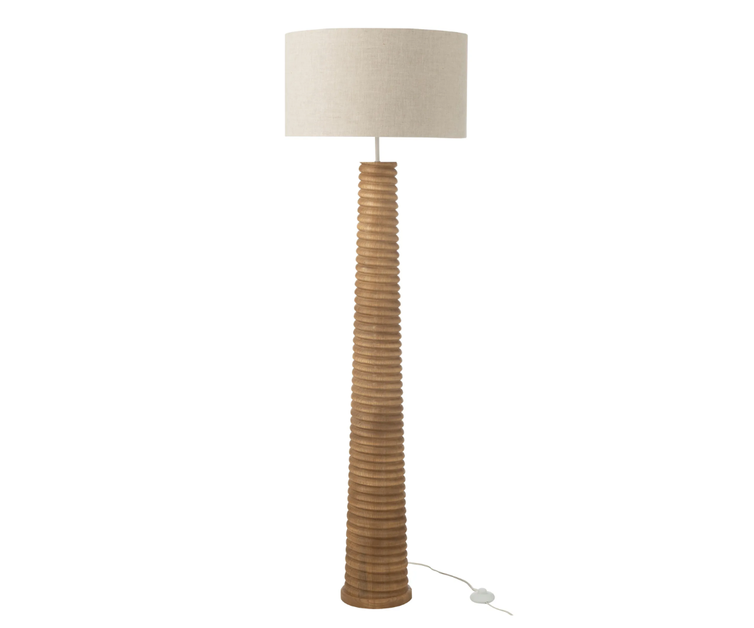 Vloerlamp Schroefdraad Ailanthushout Naturel / Grijs