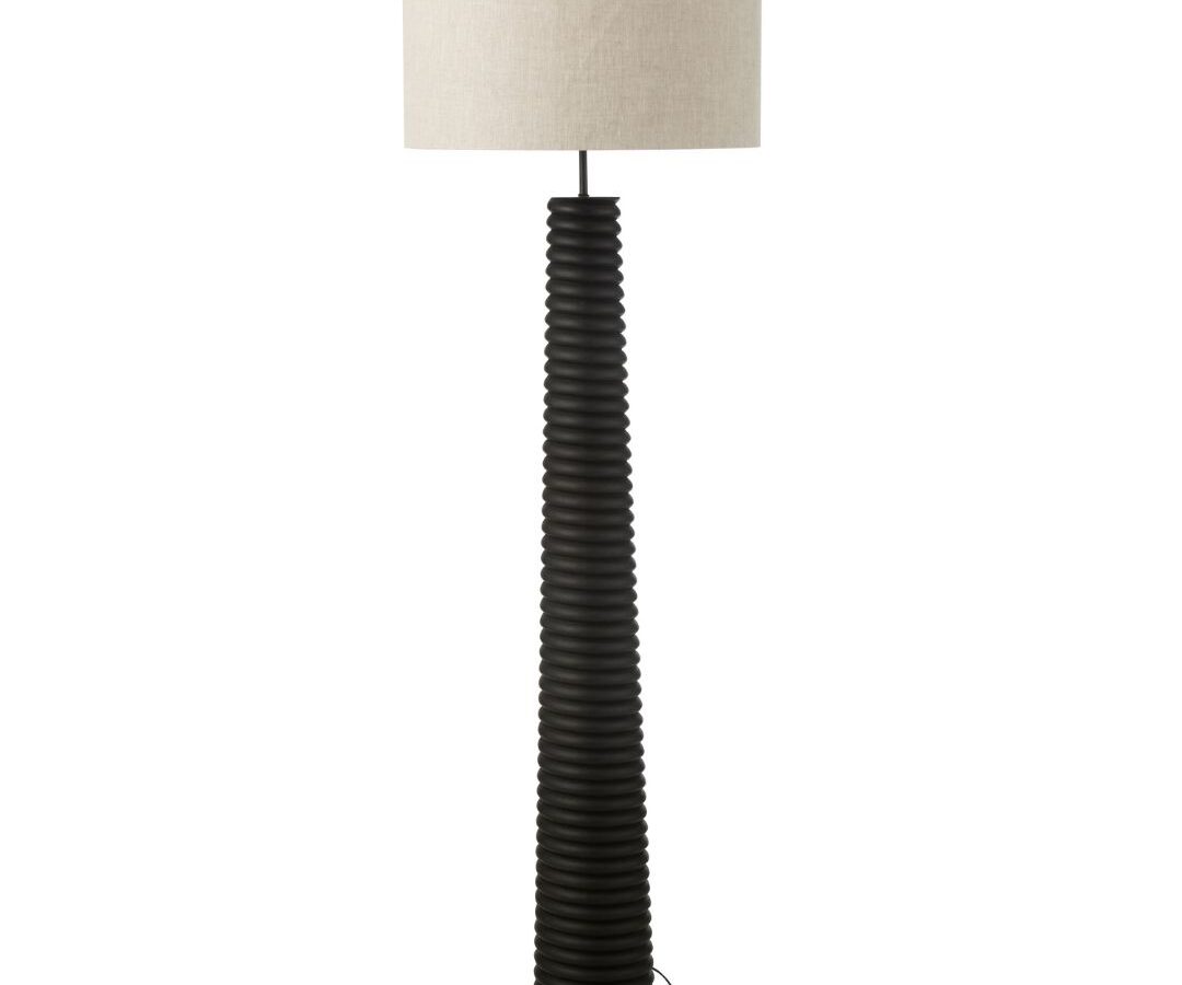 Vloerlamp Schroefdraad Ailanthushout Zwart/Grijs