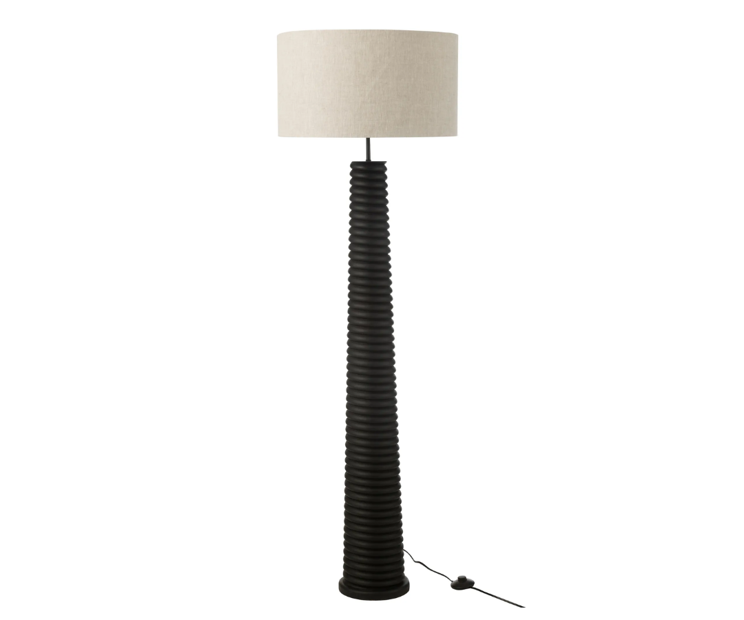 Vloerlamp Schroefdraad Ailanthushout Zwart/Grijs