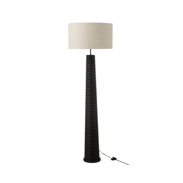 Vloerlamp Schroefdraad Ailanthushout Zwart/Grijs