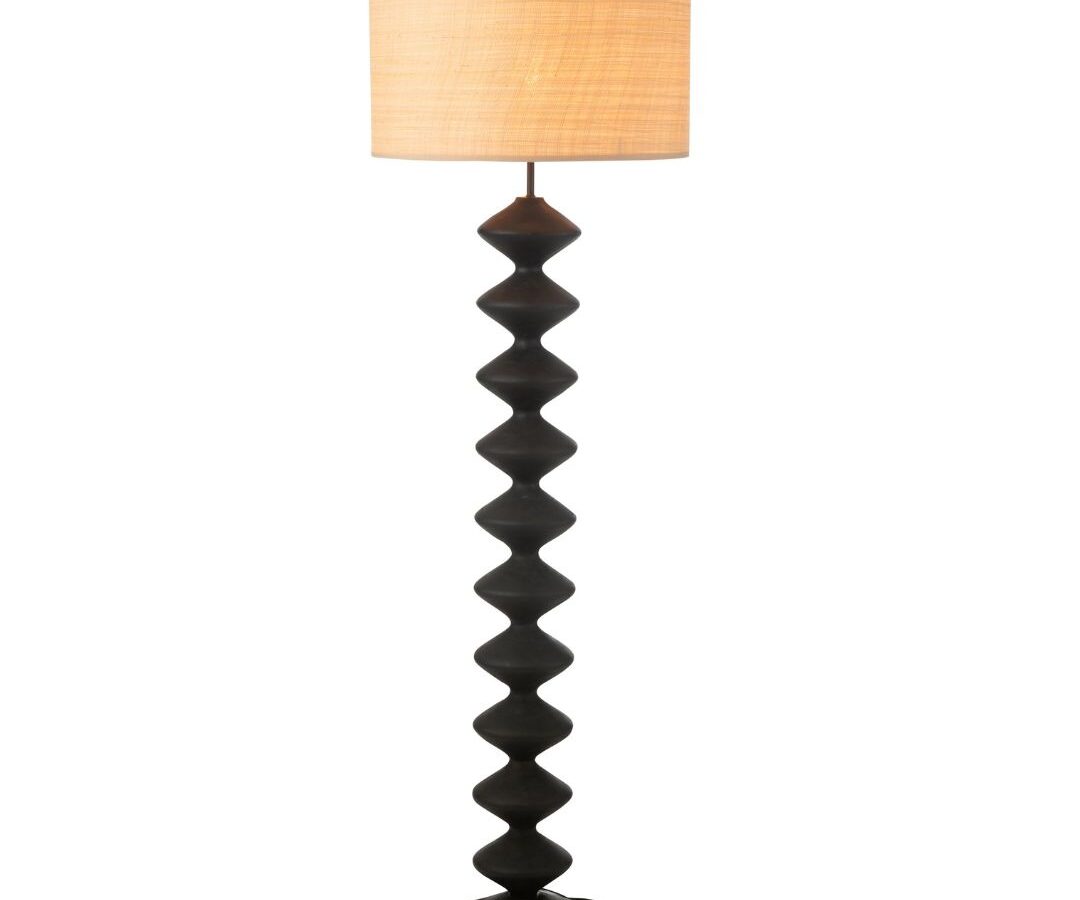 Vloerlamp Caterpillar Populierenhout Zwart/Naturel