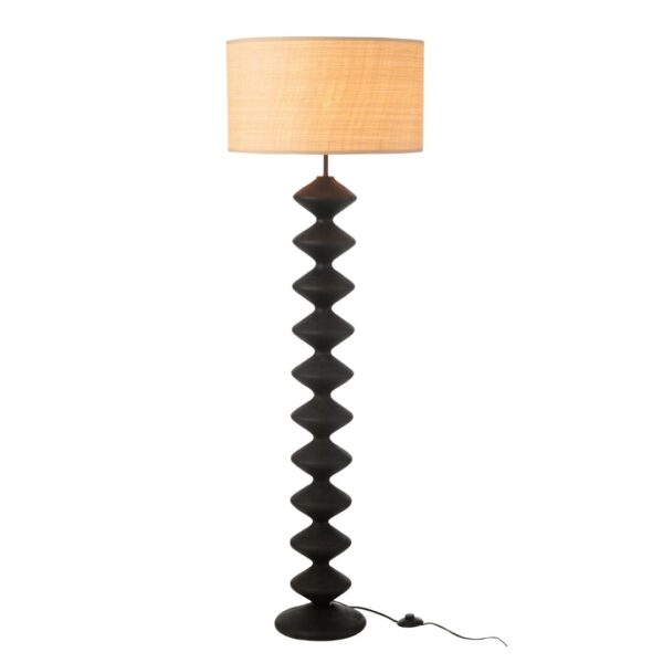 Vloerlamp Caterpillar Populierenhout Zwart/Naturel