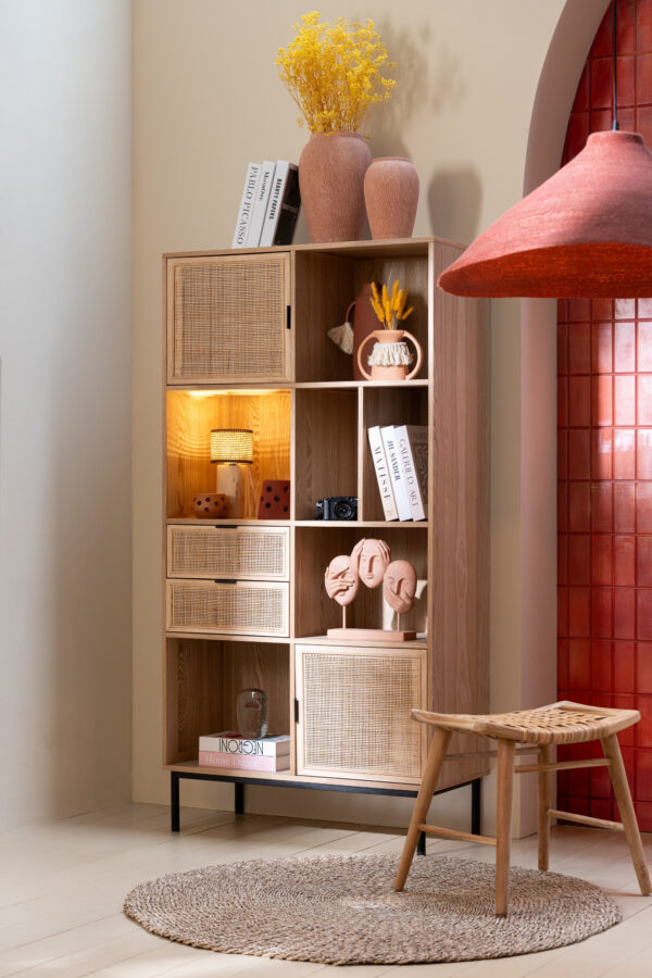 50769-A Vakkenkast/Wandkast in het beige van MDF hout en metaal