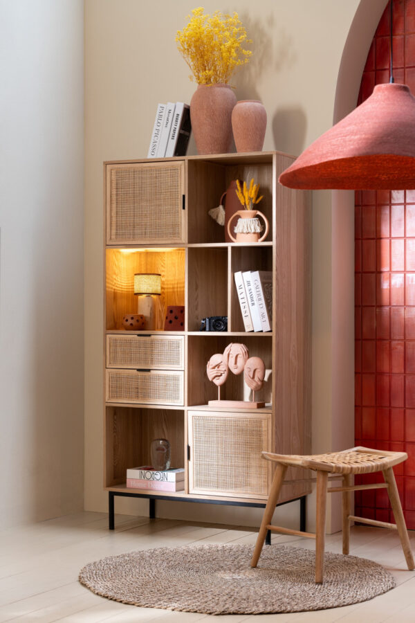 Vakkenkast/Wandkast in het beige van MDF hout en metaal