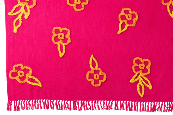 51884-2 Plaid bloemen katoen roze +oranje/geel