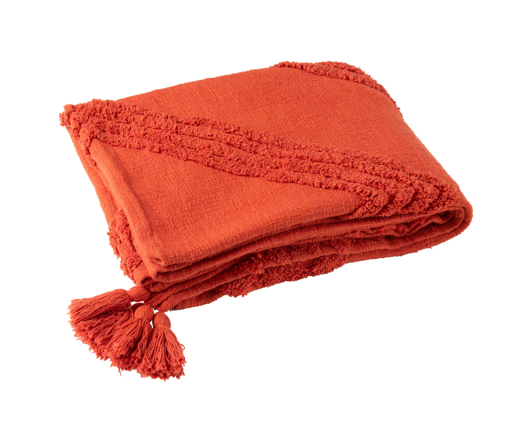 Plaid Getuft Baksteenrood