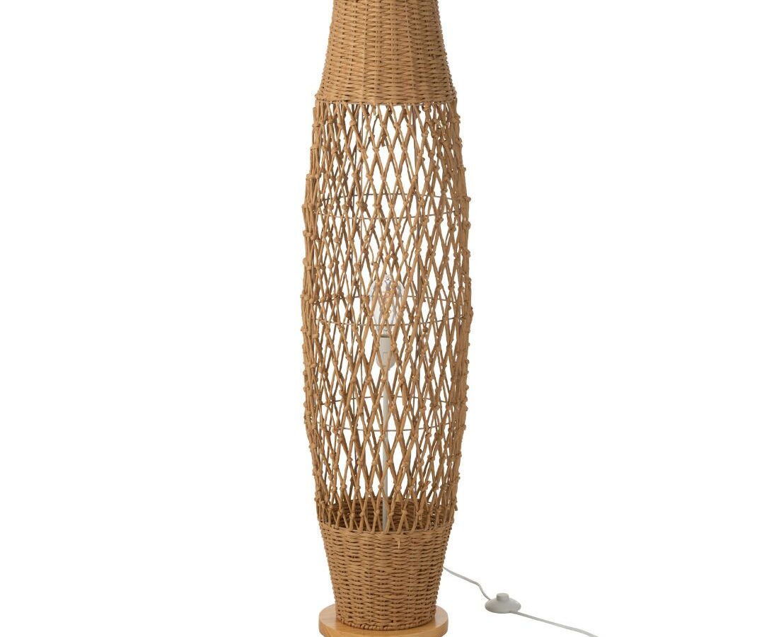Vloerlamp Gevlochten Metaal Donker Naturel