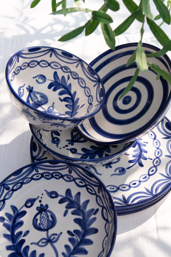 Lebrillo kom Granada keramiek wit/cobaltblauw